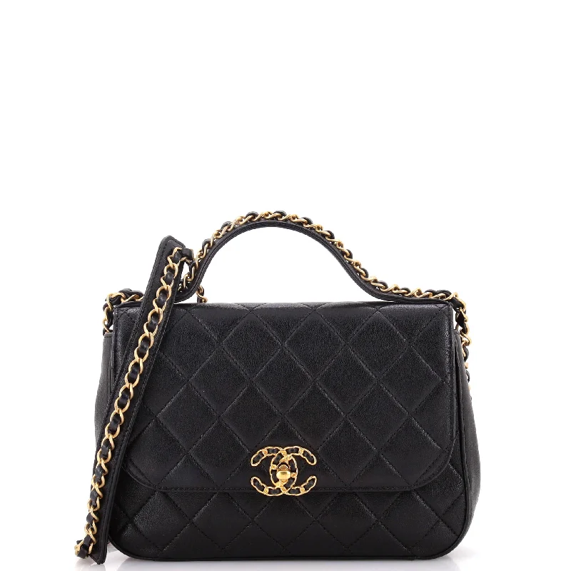 Chain Infinity Top Handle Bag Quilted Lambskin Small