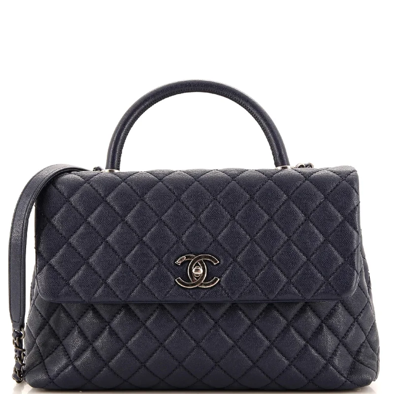 Coco Top Handle Bag Quilted Caviar Medium