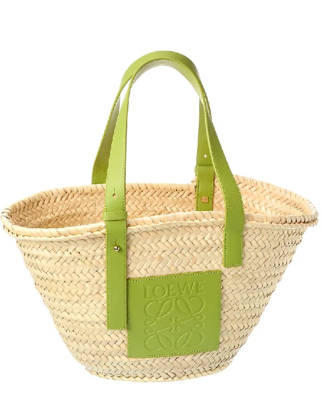 Loewe Palm Leaf & Leather Basket Tote