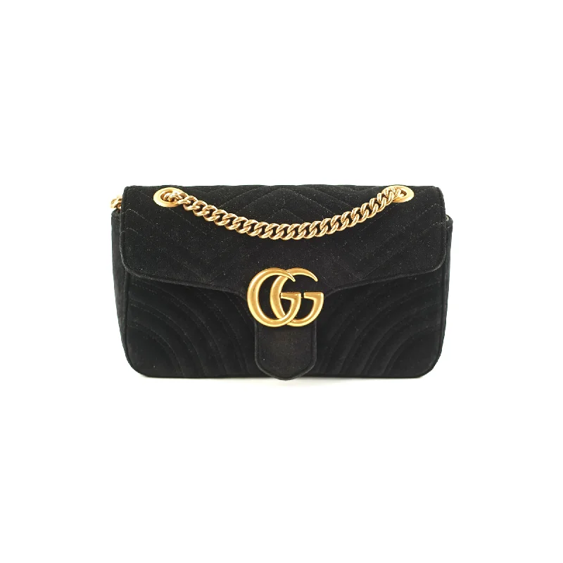 Gucci Small Black Velvet GG Marmont