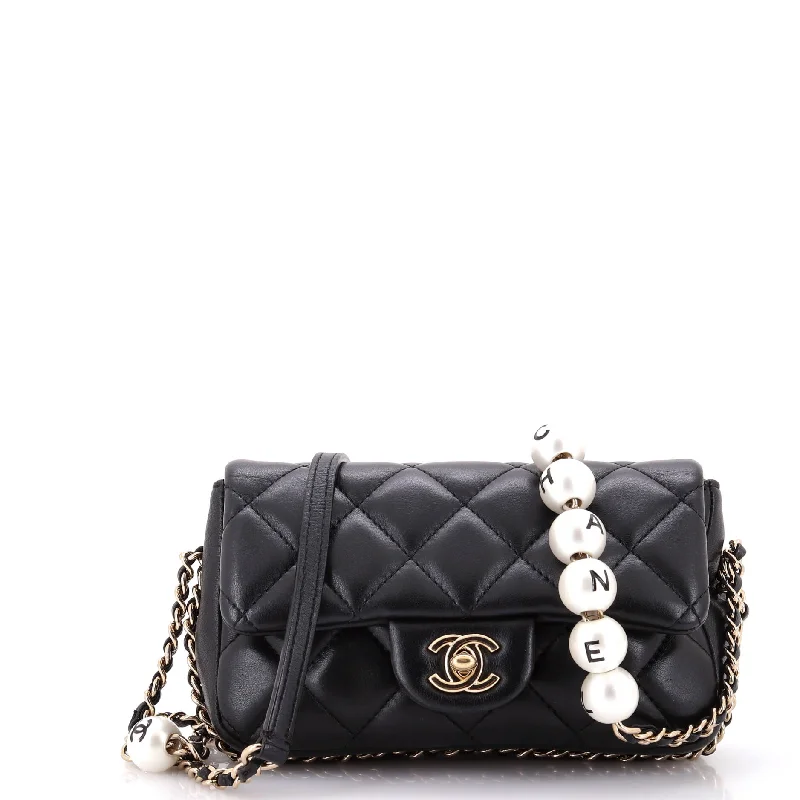 My Precious Pearls Chain Flap Bag Quilted Lambskin Small