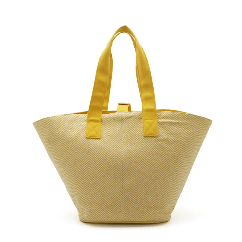 Hermes  yellow Canvas Leather Handbag Pouch Tote Bag (Pre-Owned)