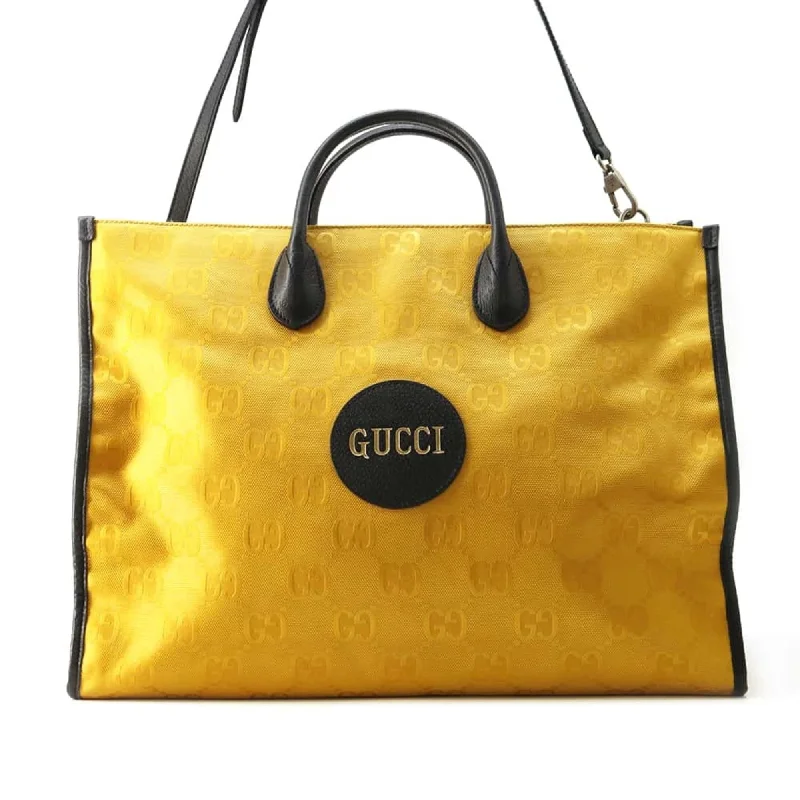 Gucci Gg Canvas  yellow Nylon Leather Tote Bag (Pre-Owned)