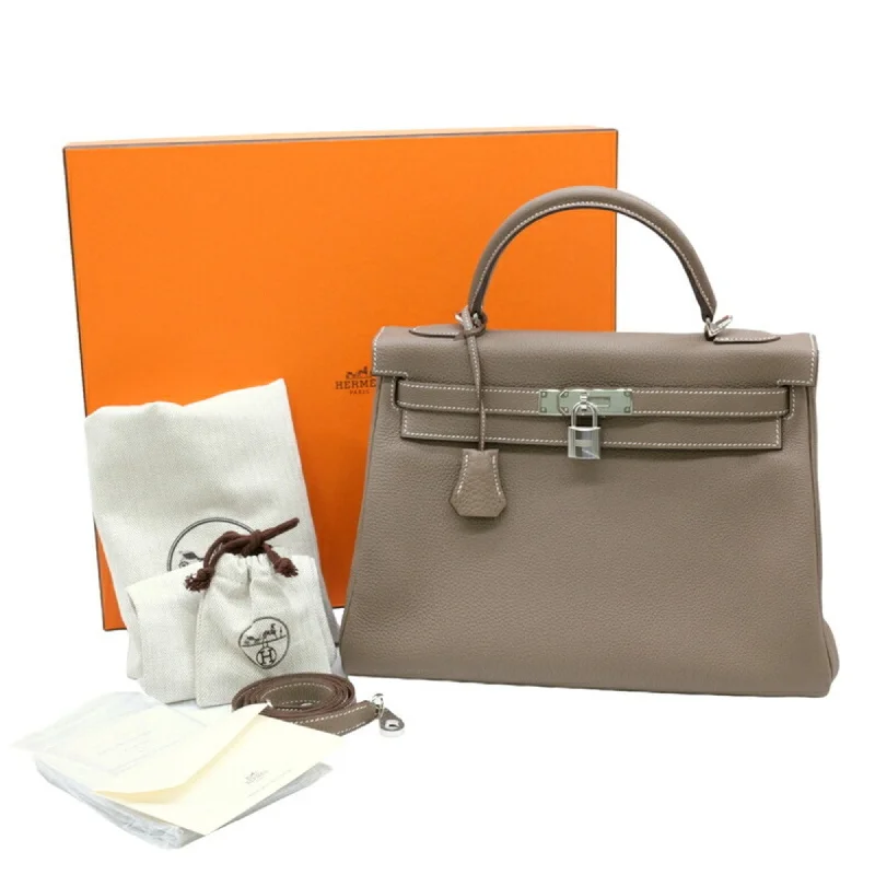 Hermes Etoupe  Taurillon Clemence Leather Handbag Tote Bag (Pre-Owned)