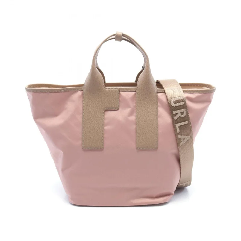 Furla  pink Nylon Leather Tote Bag