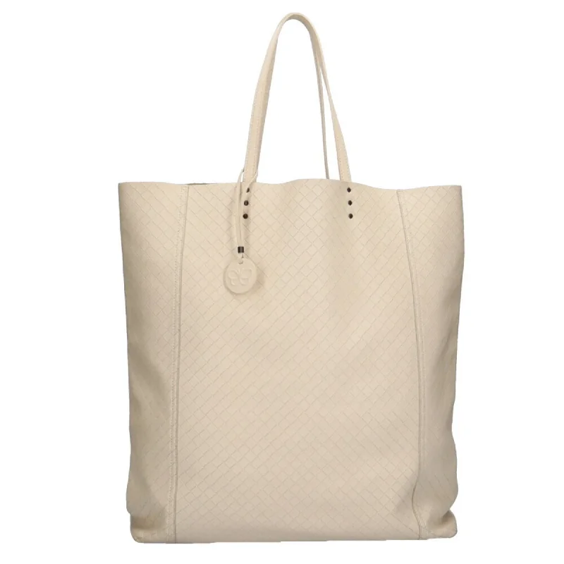 Bottega Veneta Intrecciomirage ivory  Leather Tote Bag (Pre-Owned)