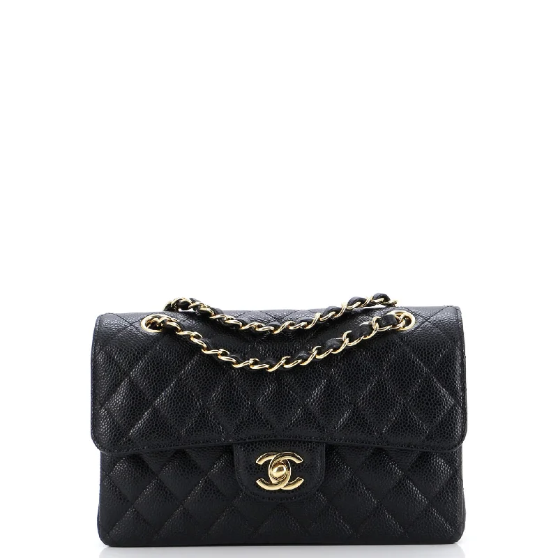 Classic Double Flap Bag Quilted Caviar Small