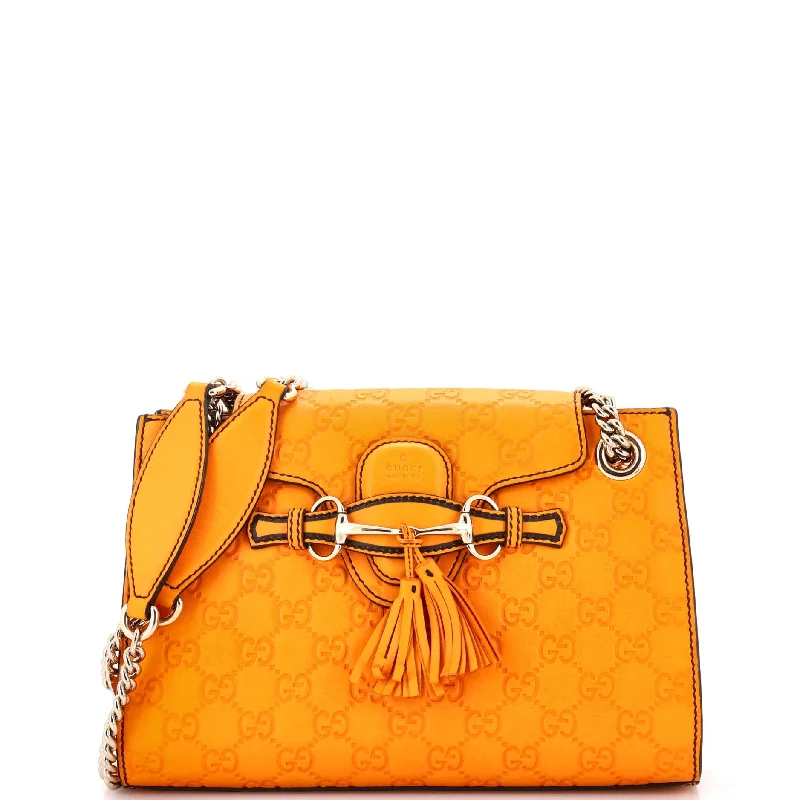 Emily Chain Flap Shoulder Bag Guccissima Leather Small