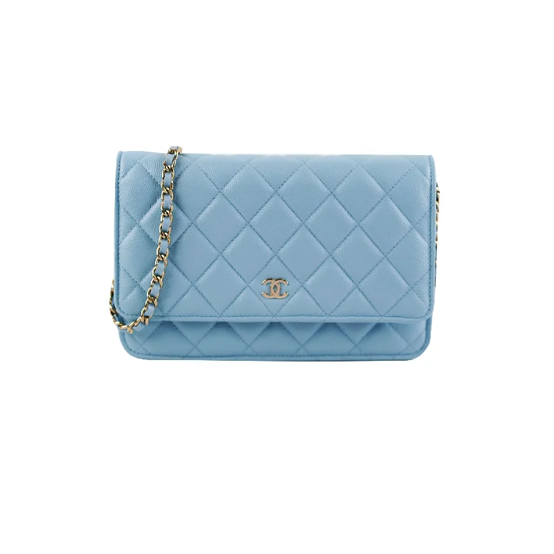 Chanel Wallet On Chain WOC Caviar Light Blue  (Microchip)