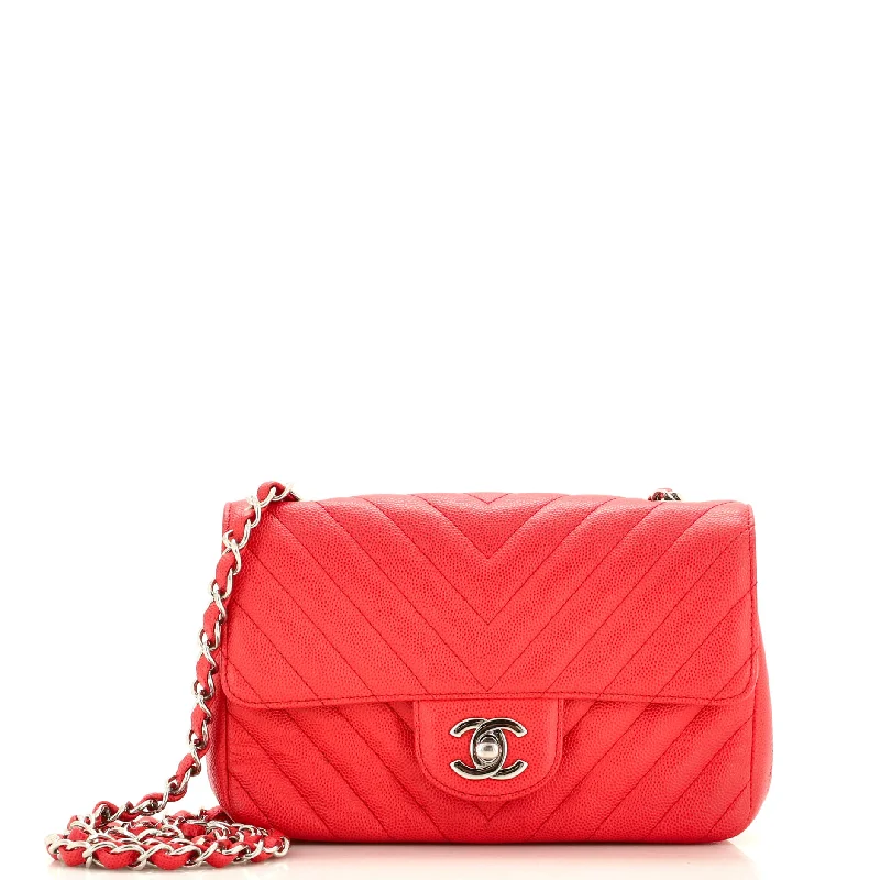 Classic Single Flap Bag Chevron Caviar Mini