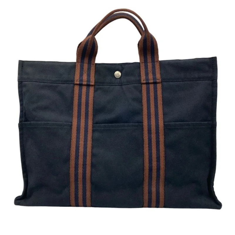 Hermes Fourre Tout  Navy Cotton 100% Tote Bag (Pre-Owned)