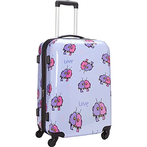 Ed Heck Multi Love Birds Hardside Spinner Luggage 25 Inch, Light Purple, One Size