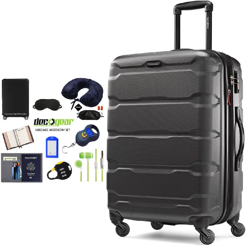 Samsonite Omni Hardside Luggage 28" Spinner Black (68310-1041) with Deco Gear Ultimate 10pc Luggage Accessory Kit