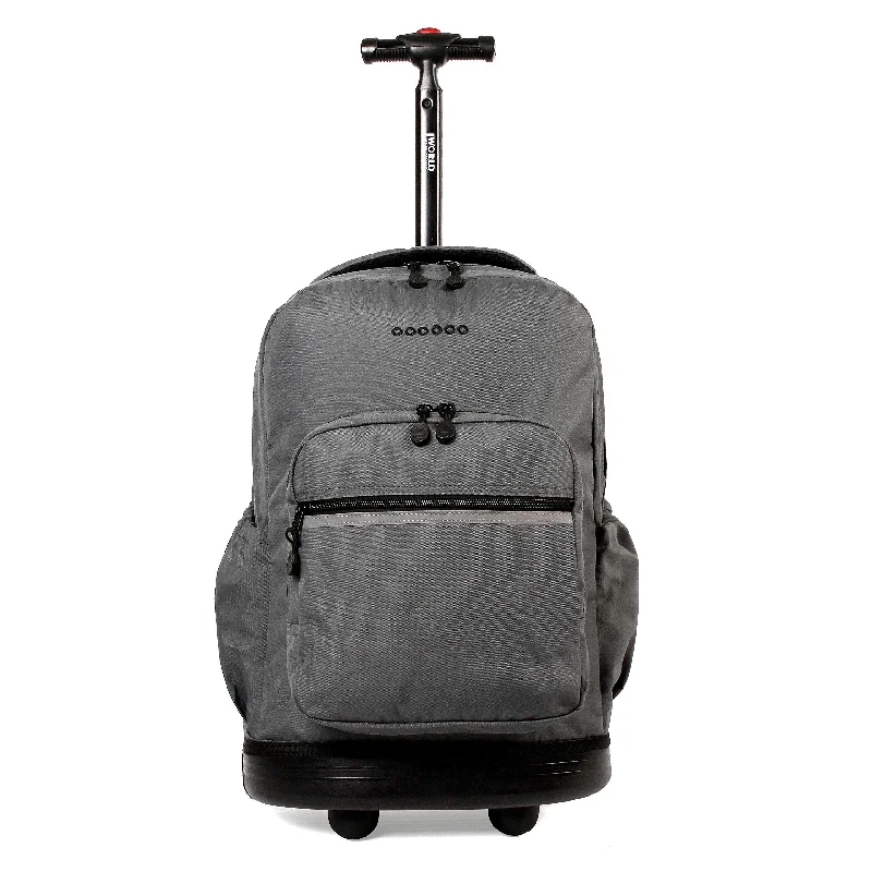 J World New York Sunrise 18-inch Rolling Backpack - Grey Solid Polyester