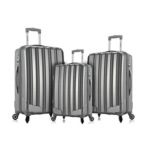 Rockland Barcelona 3 Polycarbonate/Abs 6 Pc. Travel Set And Luggage Cover, Silver