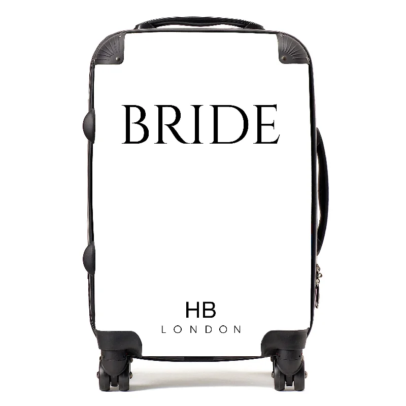 Personalised White BRIDE with Classic Font Suitcase