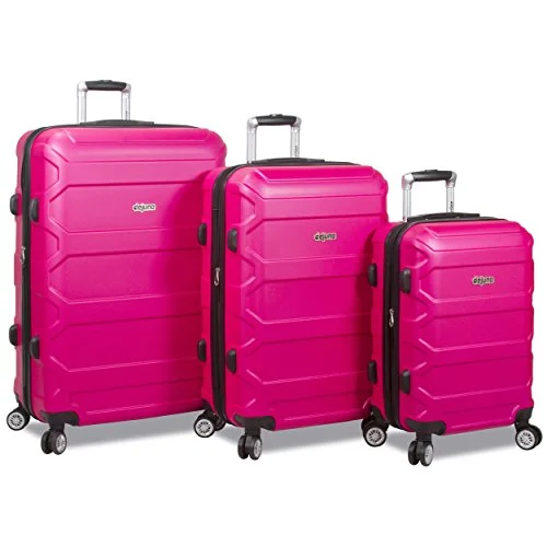 Dejuno Logan 3-Piece Hardside Spinner Combination Lock Luggage Set, Fuchsia