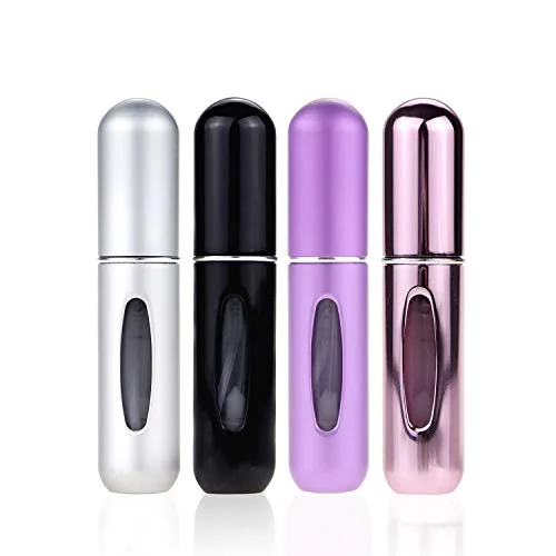 Portable Mini Refillable Perfume Atomizer Bottle，Atomizer Perfume Bottle,Refillable Perfume Spray, Scent Pump Case, Perfume Atomizer Refillable Travel 4 Pcs Pack of 5ml