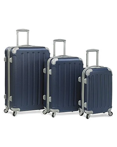 Dejuno Neato 3-Piece Hardside Spinner Combination Lock Luggage Set, Navy