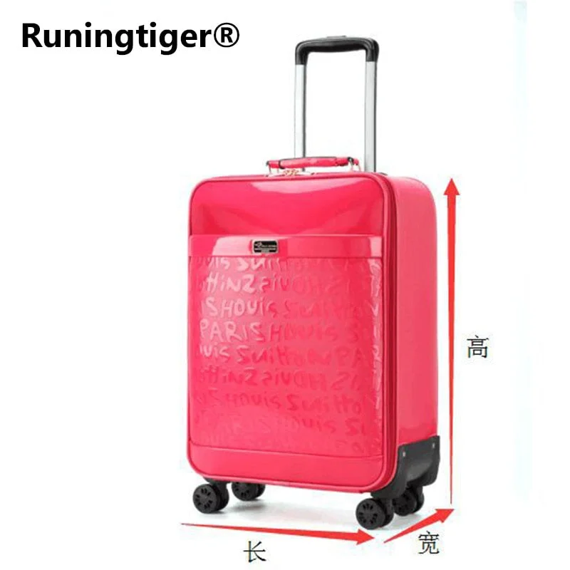 Luxury Women 'S Travel Luggage Fashion Leather Suitcase Waterproof Pu Leather Box With Wheel