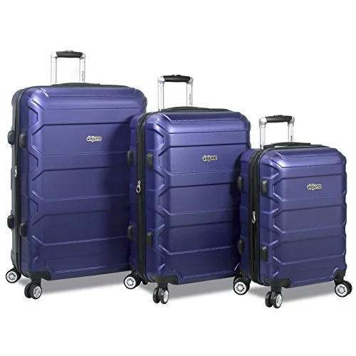 Dejuno Logan 3-Piece Hardside Spinner Combination Lock Luggage Set, Navy