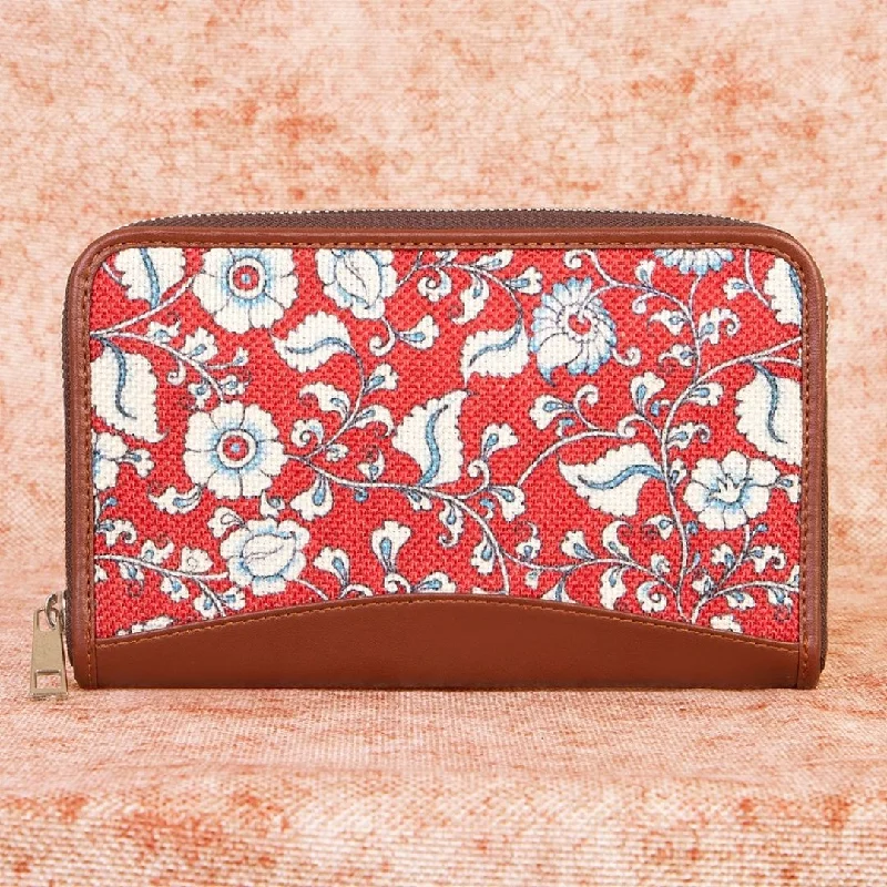 Chittoor Red Kalamkari Metal Chain Wallet