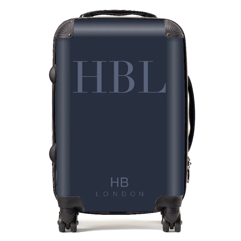 Personalised Navy Subtle Fashion Font Initial Suitcase