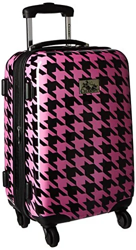 Chariot Houndstooth 20-Inch Hardside Lightweight Expandable Carry, Fuchsia