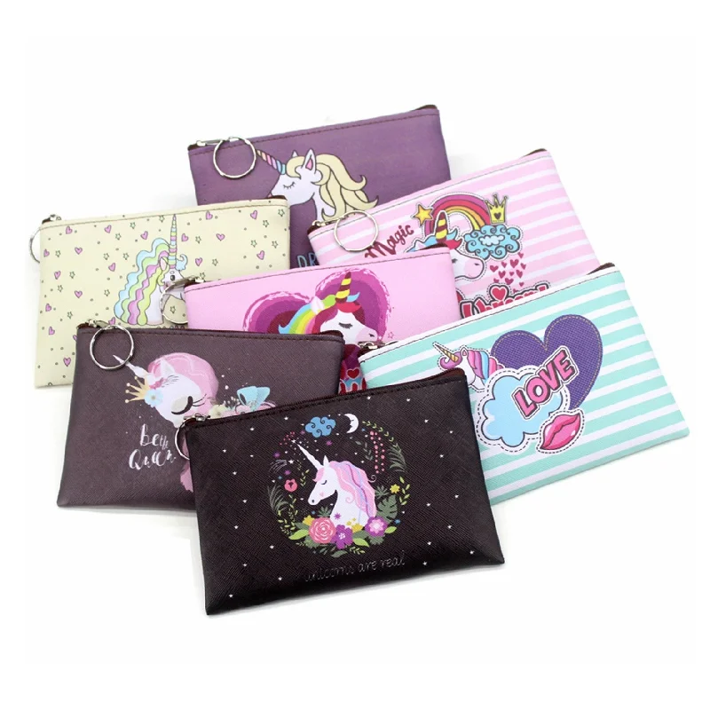 Cartoon Unicorn Coin Purses Women Mini Wallets Cute Card Holder Ladies Key Money Bags For Girls