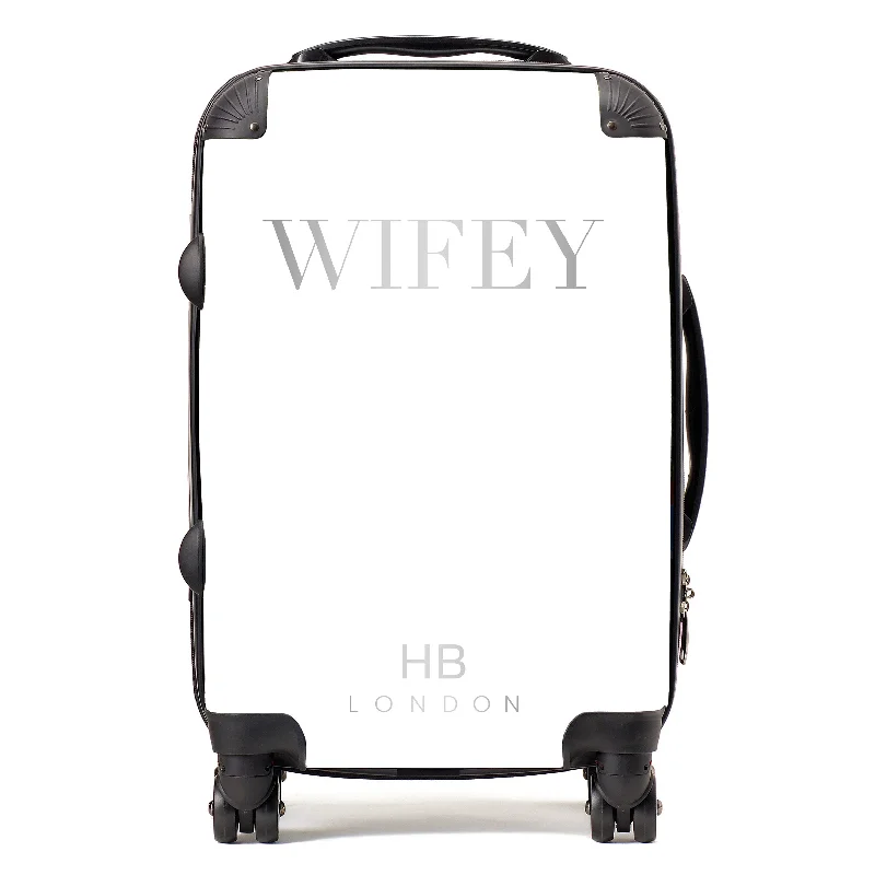 Personalised White with Silver Font WIFEY Suitcase