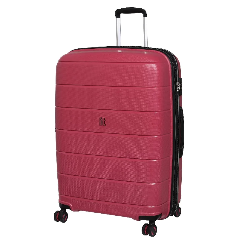 IT Luggage 29.5" Asteroid 8-Wheel Hardside Expandable Spinner, Rose Red