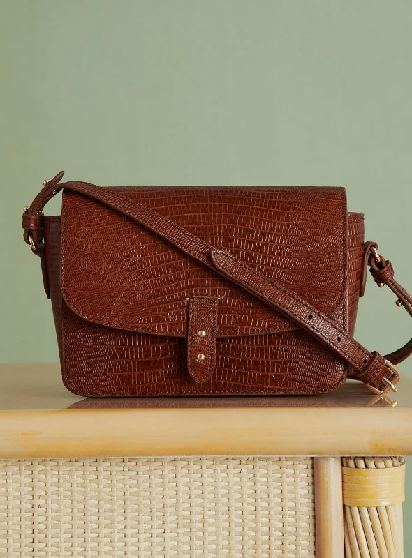 Crossbody Ser Servan Lezard Cognac