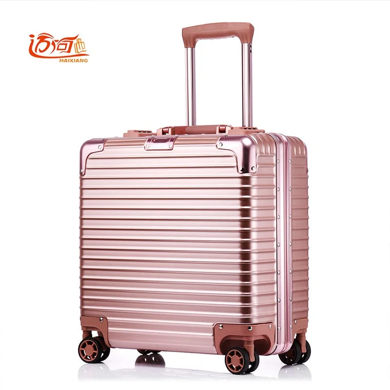 18 Inch Valise Cabine Custom Luggage Business Trolley Min Abs+Aluminium Luggage Scooter Suitcase