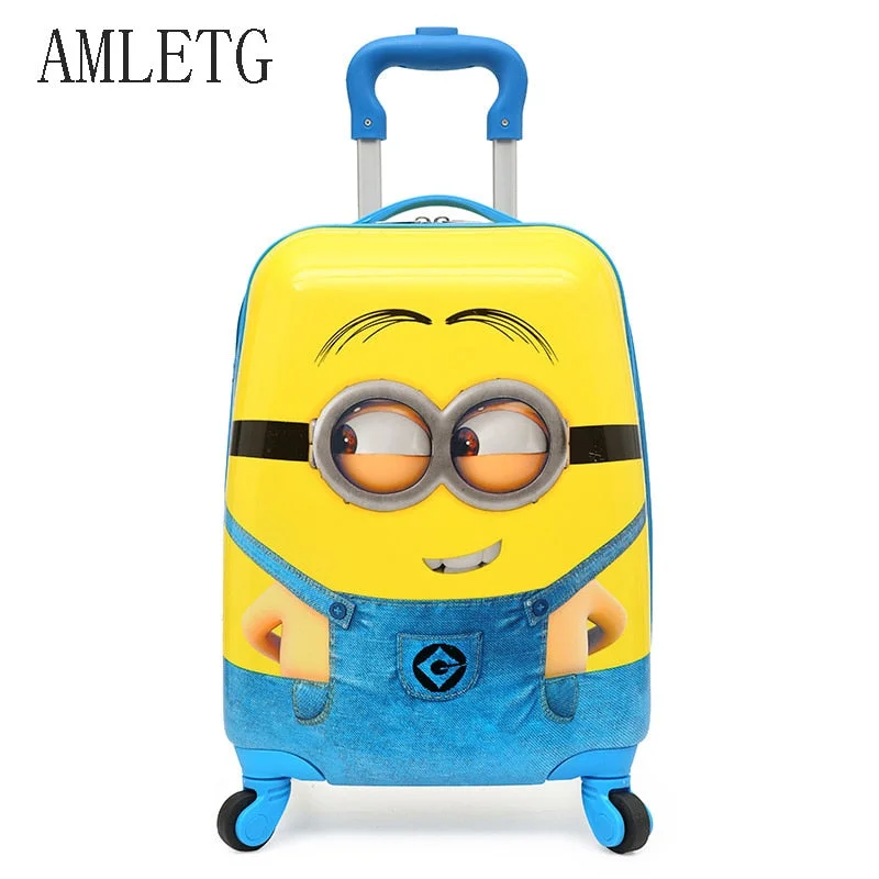 Amletg  2018 Cartoon Kids Travel Trolley Bags Suitcase For Kids Children Luggage Suitcase Rolling