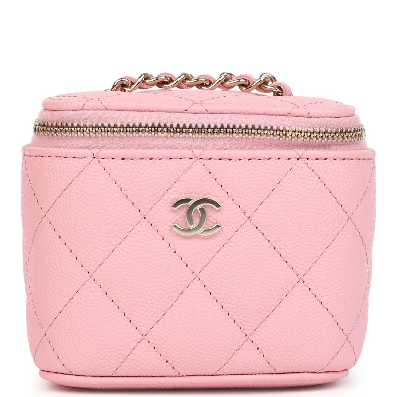 Chanel Mini Square Vanity Case Crossbody Bag Pink Caviar Light Gold Hardware