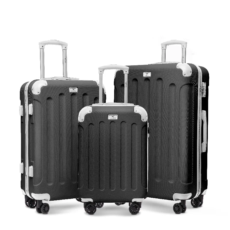 Skywander 3pc Suitcase Set in Black & White