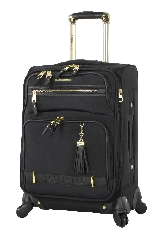 Steve Madden Luggage Carry On 20" Expandable Softside Suitcase With Spinner Wheels (20in, Peek-A-Boo Black)