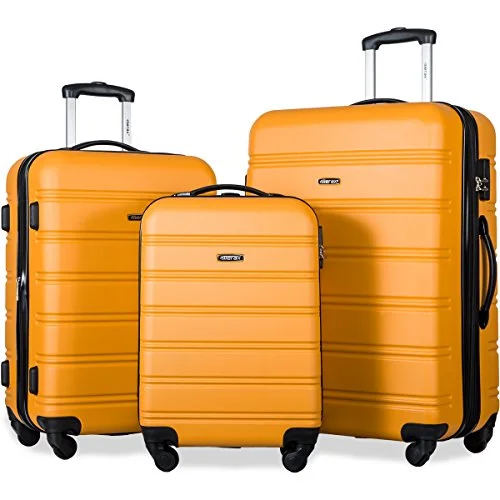 Merax Travelhouse Luggage 3 Piece Expandable Spinner Set Orange