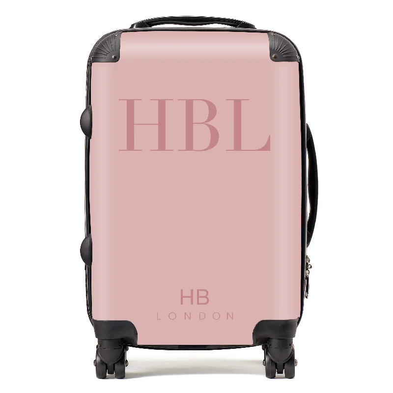 Personalised Dusky Pink Subtle Fashion Font Initial Suitcase