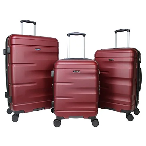 Dejuno Emerson 3-Piece Hardside Expandable Spinner Luggage Set, Burgundy