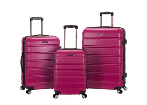 Rockland Melbourne 3 Piece Abs Luggage Set, Magenta, One Size