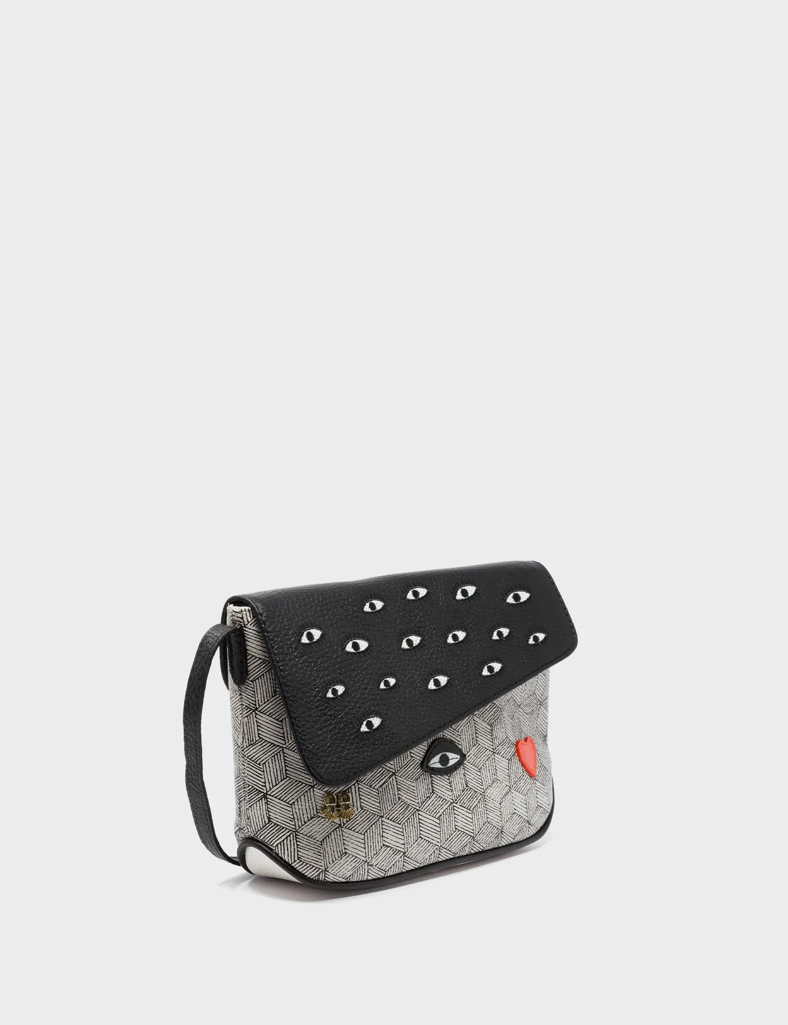 Bruno Mini Crossbody Cream Leather Bag - All Over Eyes Design