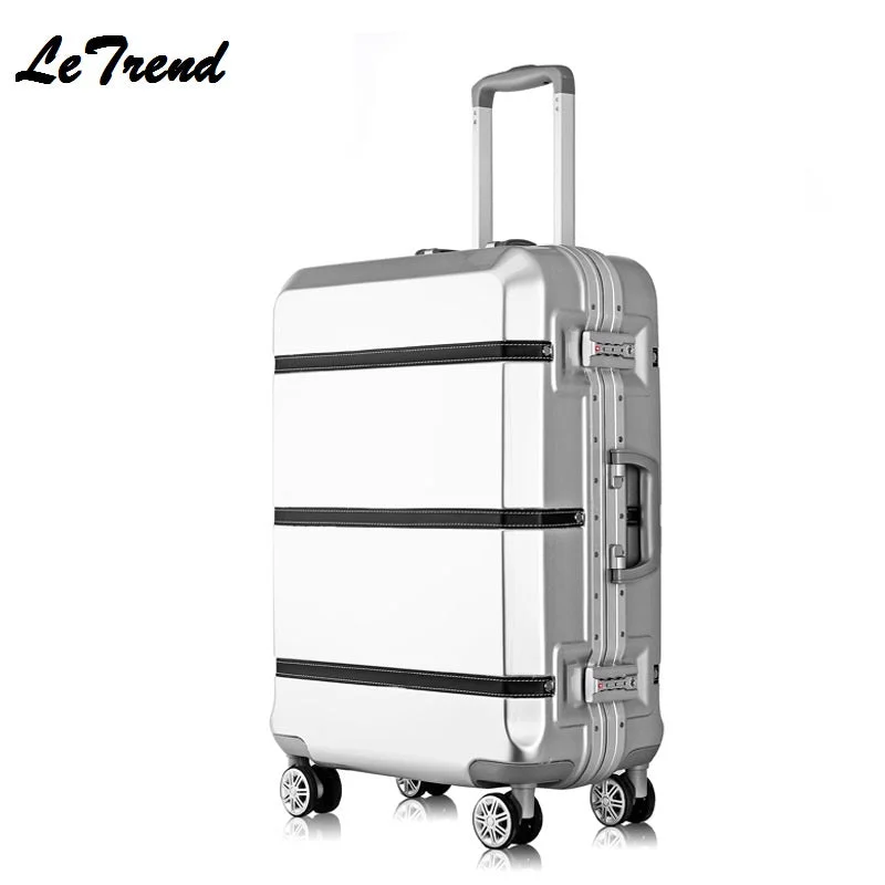 New 20 24 26 29 Inch Rolling Luggage Tsa Aluminium Frame+Abs Trolley Solid Travel Bag Women