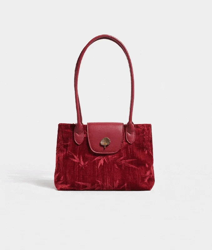 LEAF velvet patchwork underarm shoulder bag