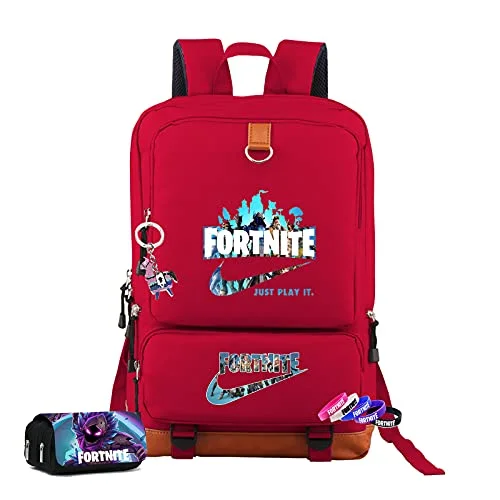 Epic Games Youth Fortnite Multiplier Backpack Travel Backpacks 2D Prints Casual Sports School Bag Outdoor for Boys Girls Red 01