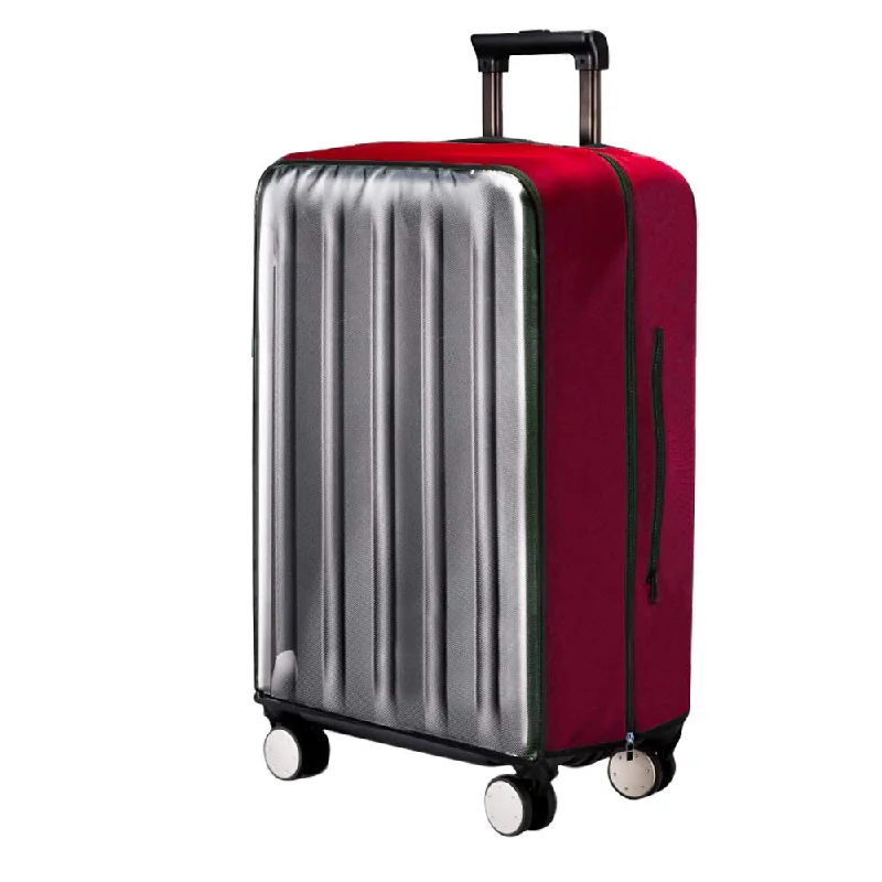 Luggage Cover,Clear PVC Transparent Travel Suitcase Protector Dust-proof Cover for 20-28 Inch Luggage (20" Luggage, Wine Red)