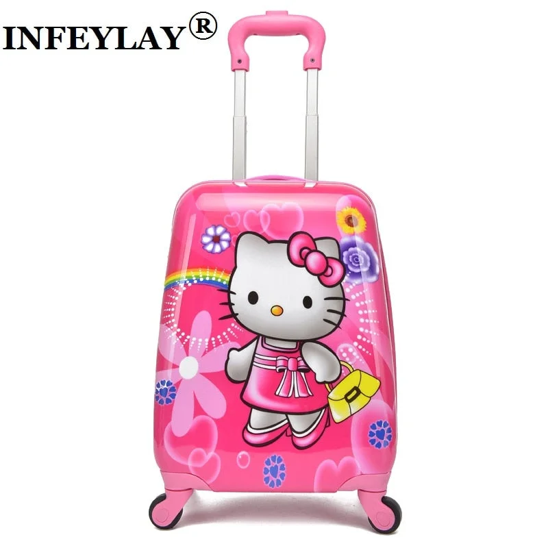 Brand Kid'S Luggage Rolling Suitcase Variety Cartoon Boy Girl Travel 18 Inches Students Abs+Pc