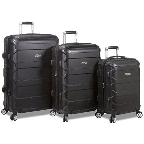 Dejuno Logan 3-Piece Hardside Spinner Combination Lock Luggage Set, Black