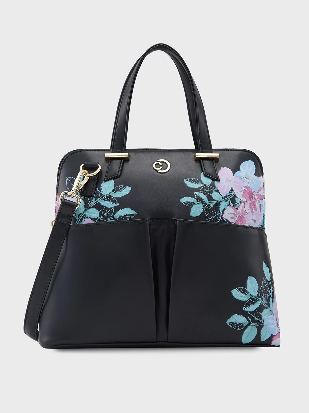 Caprese Shanaya Satchel Medium Printed Women'S Handbag Black