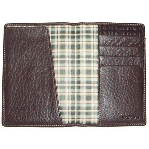 Boconi Tyler Tumbled Passport Case (Coffee W/Plaid)